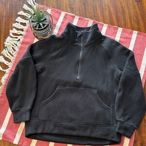 Lululemon Women’s Tumbled Fleece Funnel-Neck Half Zip Long M/L Black